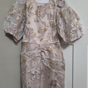 H&M Shimmering Satin Dress in Champagne